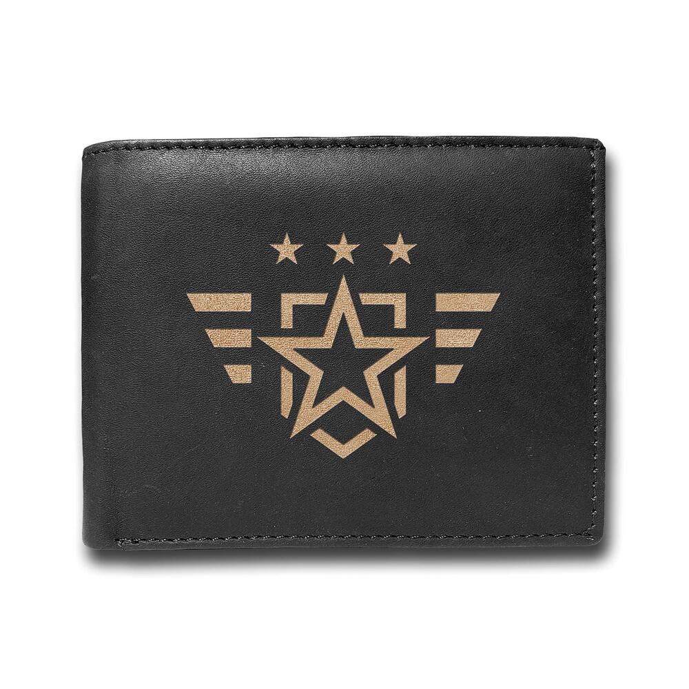 4862 Rfid Blocking Cowhide Leather Laser Engraved Slimfold Large Capacity